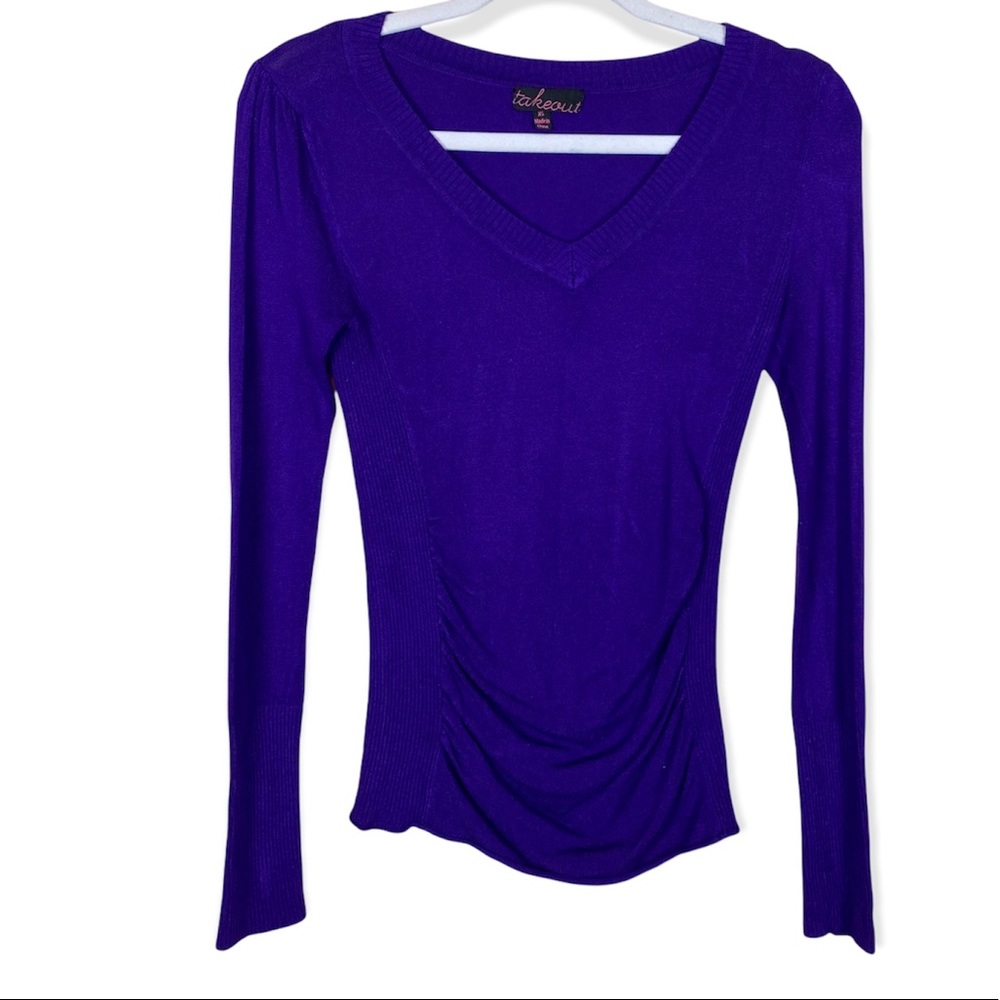 Takeout Size XS Purple V-Neck Long Sleeve Maternity Winter/Fall Sweater Top